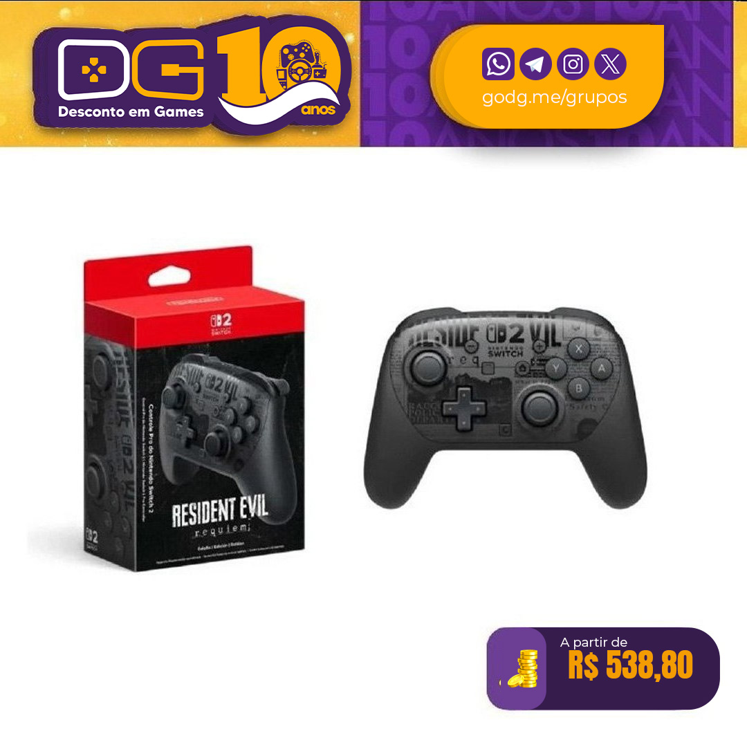 Pré-venda Nintendo Switch 2 Pro Controller - Edição Resident Evil Requiem