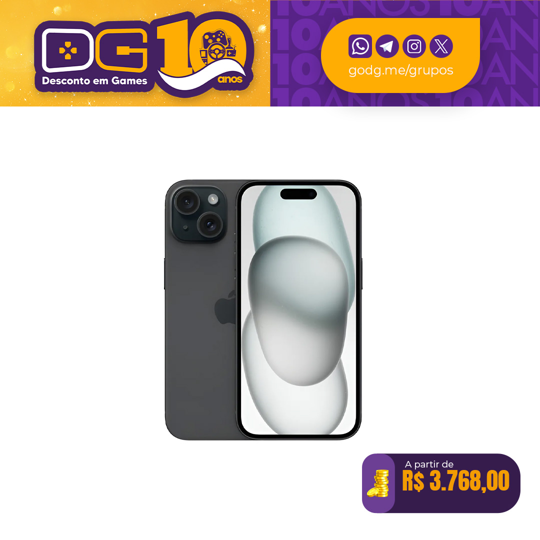 Apple iPhone 15 (128GB) (Preto)