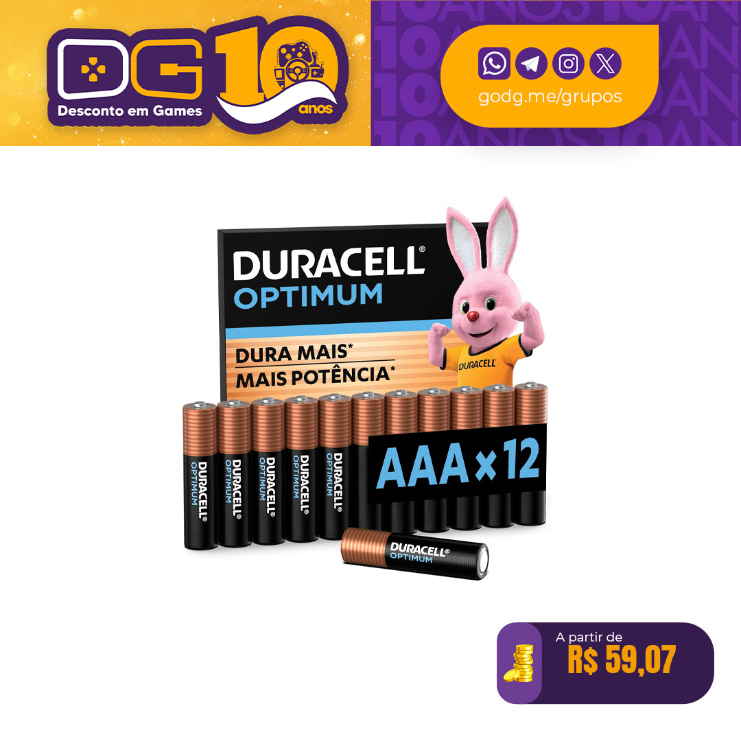 Duracell Pilhas Optimum AAA Palito Pack 12 Unidades
