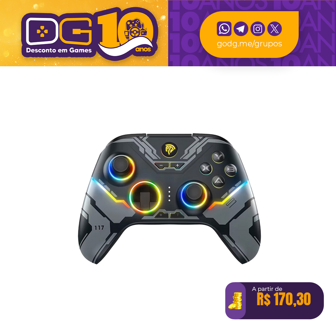 Controle Sem Fio EasySMX X15 com Hall Effect - PC/Switch/Smartphone/TV/Steam