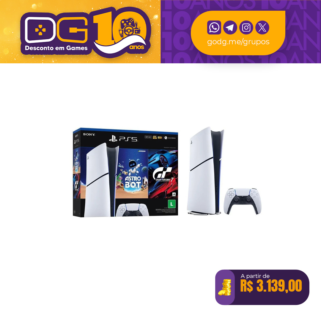 Console PlayStation 5 Edição Digital com 2 jogos
