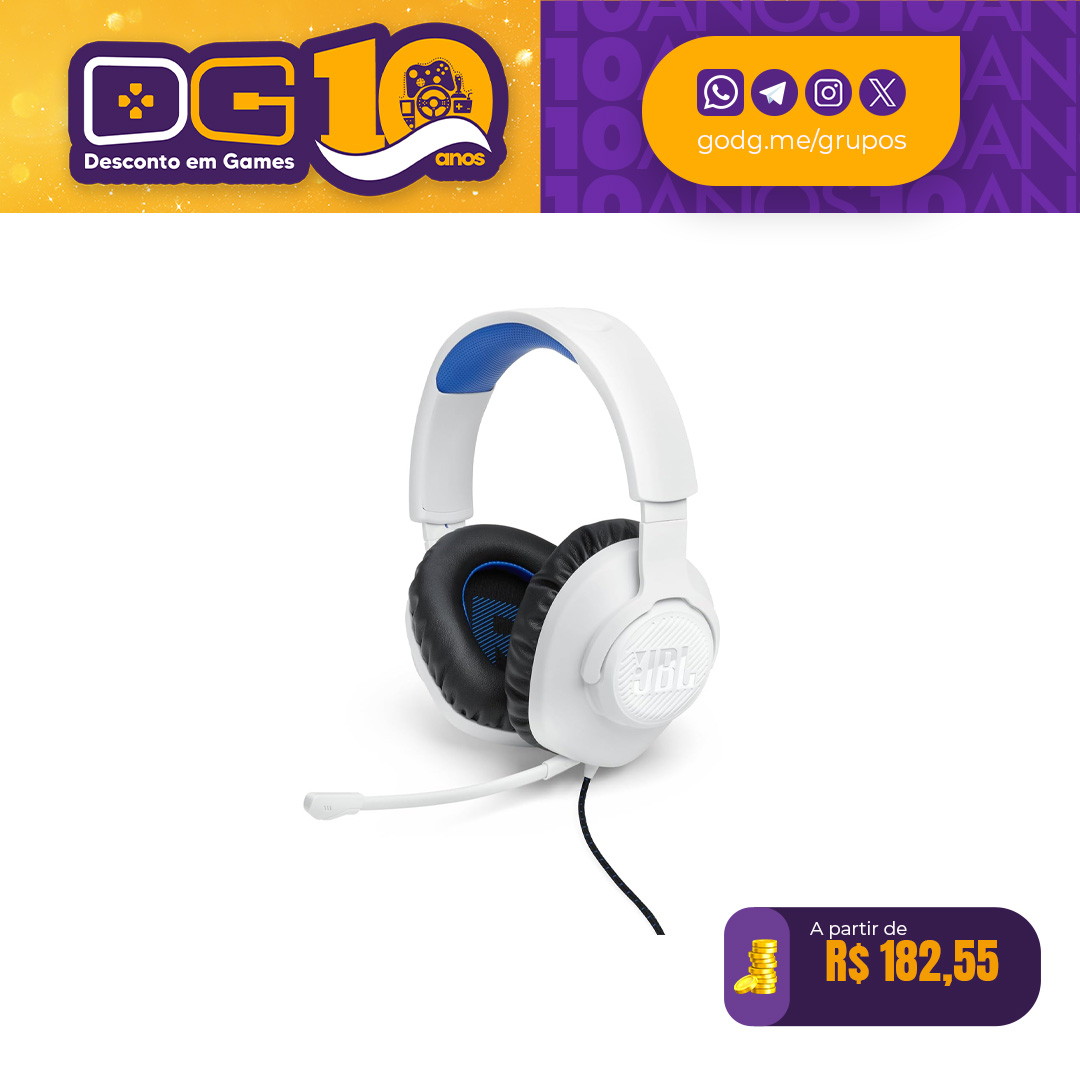 Headset Gamer JBL Quantum SOUND 100P com Fio - Branco 