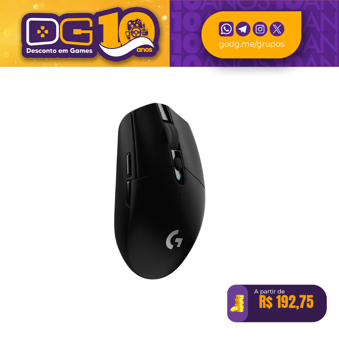 Mouse Gamer Sem Fio Logitech G305 LIGHTSPEED - Preto 