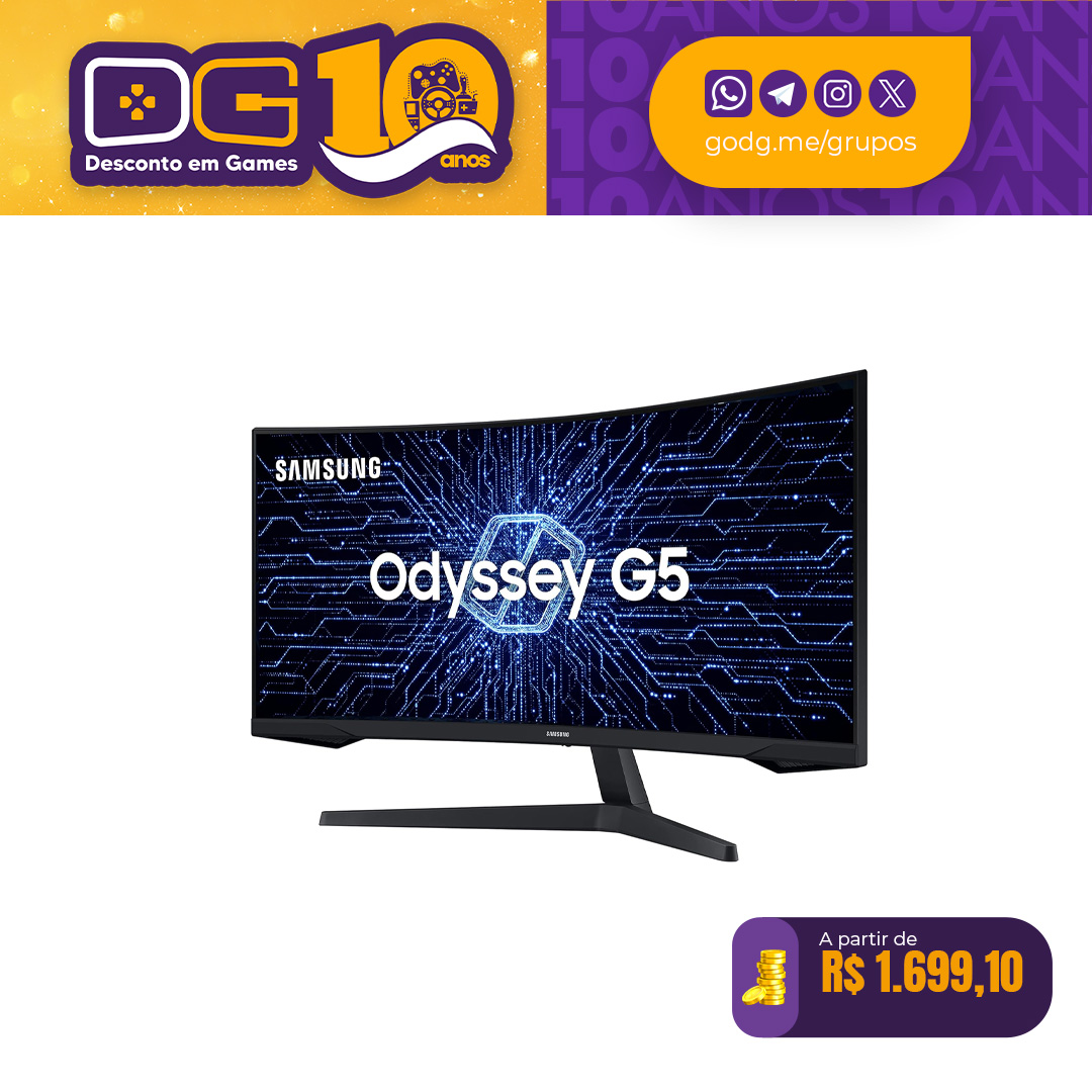 Monitor Gamer Curvo Samsung Odyssey G5 34'' WQHD 165Hz 1ms    