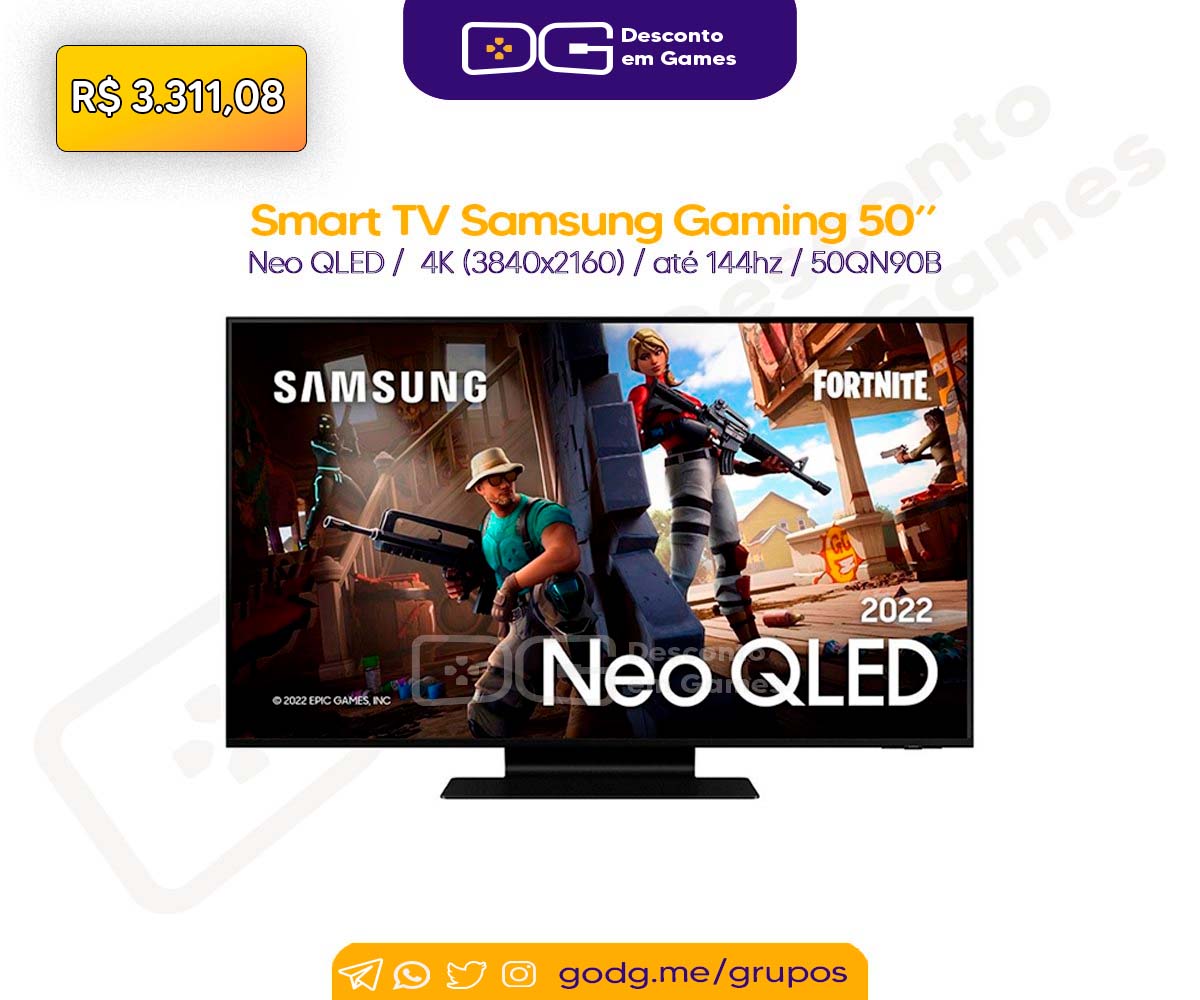 Smart TV Samsung Gaming Neo QLED 50"4K até 144hz 50QN90B
