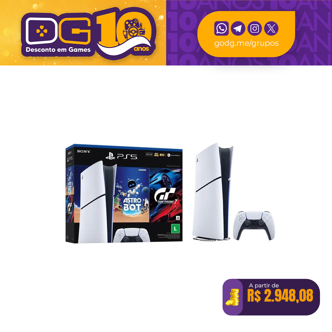 Console PlayStation 5 Edição Digital com 2 jogos