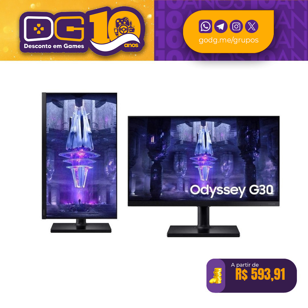 Monitor Gamer Samsung Odyssey G30 24” FHD 144hz 1ms
