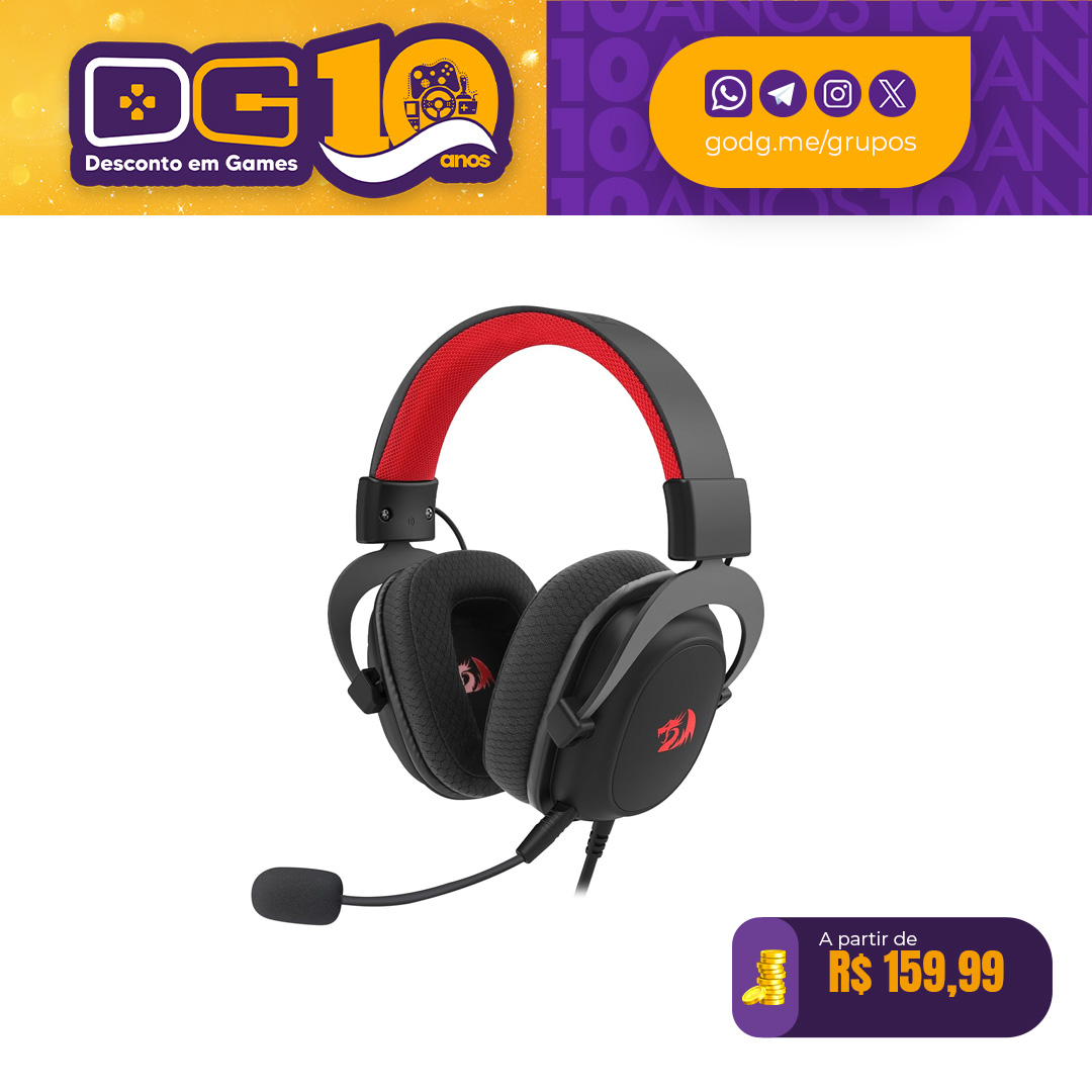 Headset Gamer Redragon Zeus Lite Preto P3 H510-LT