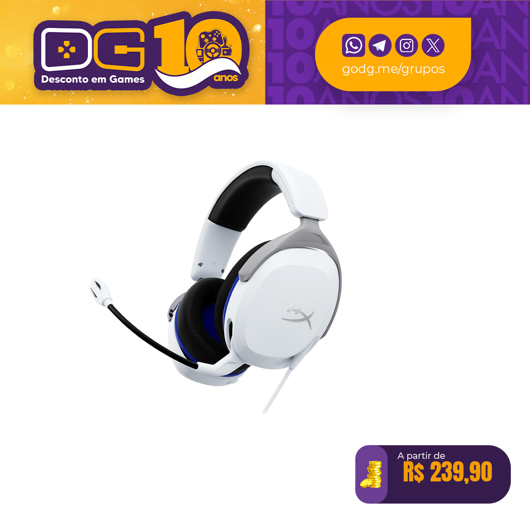 Headset Gamer HyperX Cloud Stinger 2 Core - Branco/Azul