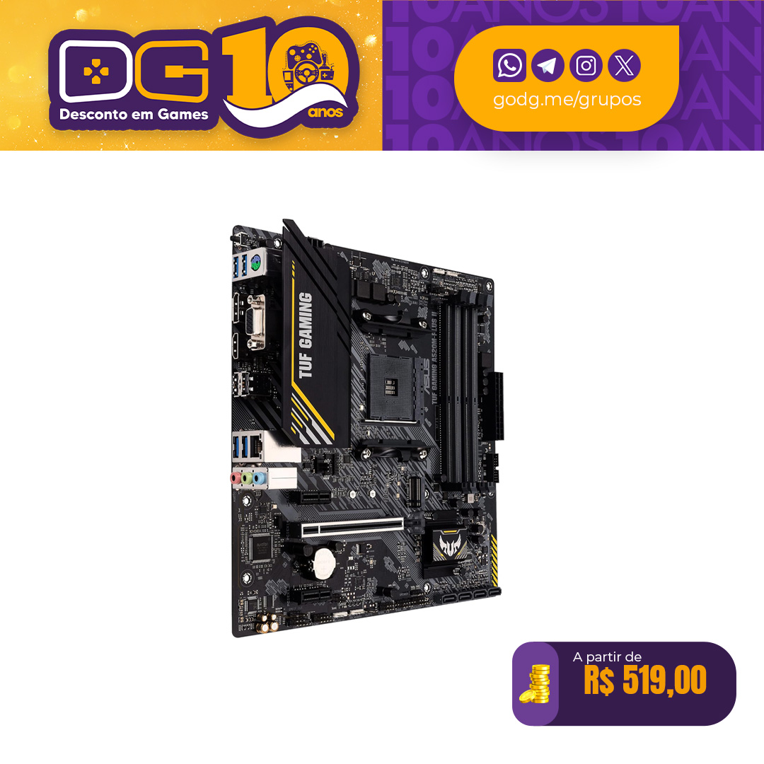 Placa-Mãe ASUS TUF GAMING A520M-PLUS II (AMD AM4)