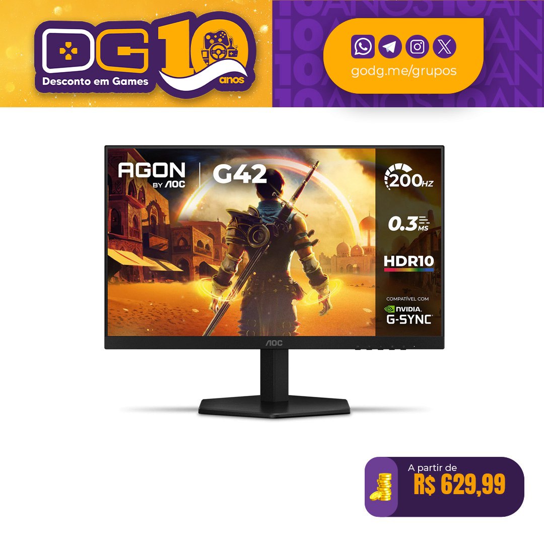 Monitor Gamer AOC 180Hz 0,3ms IPS 24G42HE