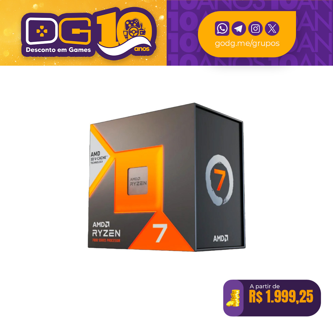 Processador AMD Ryzen 7 7800X3D 5.0GHz 8 Núcleos - 100-100000910WOF