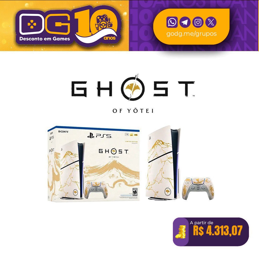 Console PS5 com leitor - Edição Limitada Ouro Ghost of Yōtei