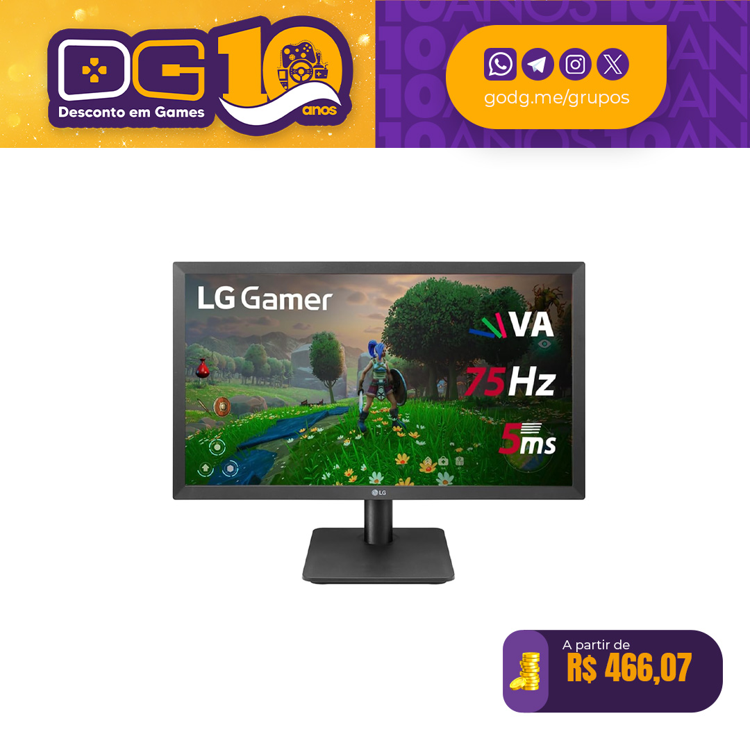 Monitor Gamer LG 21,5” Full HD 75Hz 5ms 22MP410-B