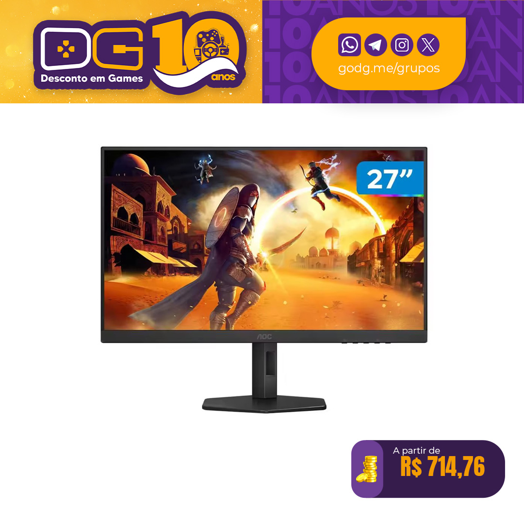 Monitor Gamer AOC G4 27” 180Hz 0,5ms IPS – 27G4/P