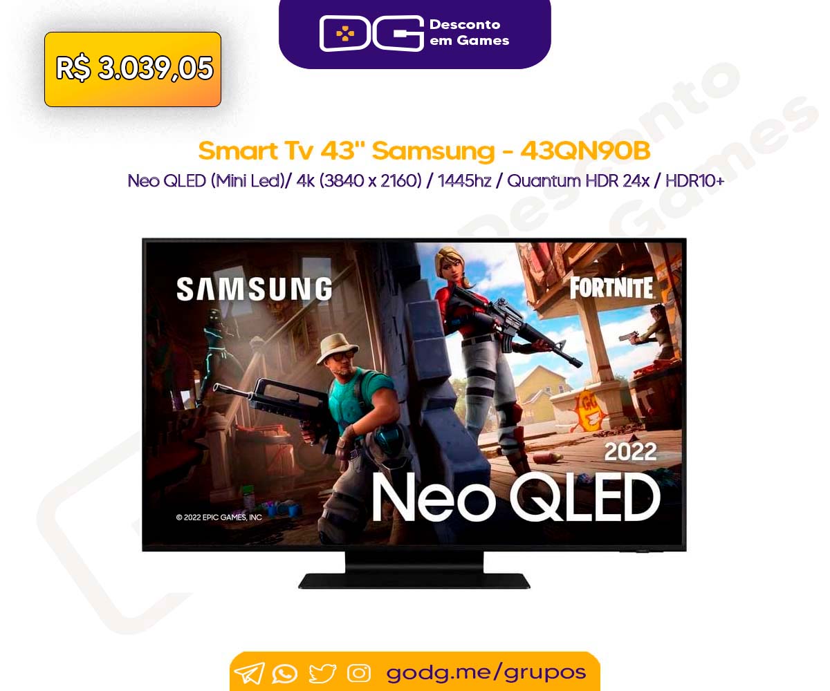 Smart Tv 43" Neo QLED 4k Samsung Gaming 43QN90B Mini Led 144hz