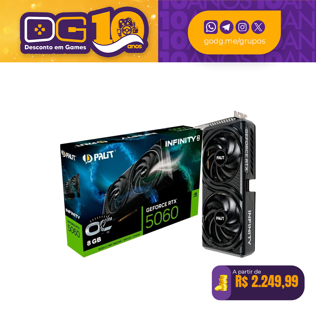 Placa de Video Palit GeForce RTX 5060 8GB INFINITY 2 OC