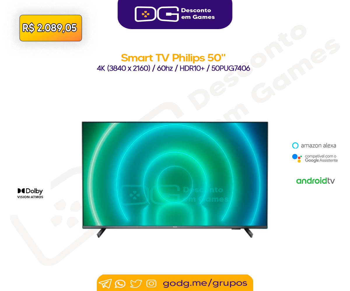 Smart TV Philips Android 50" 4k PUG7406