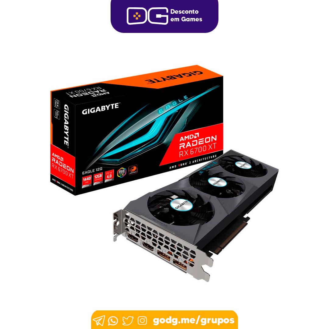 Placa de Vídeo Gigabyte AMD Radeon RX 6700 XT Eagle, 12GB